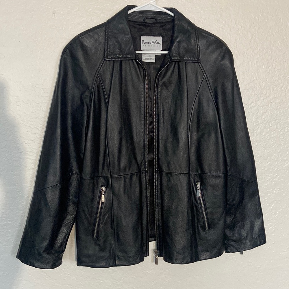 Pamela McCoy Women's Black Leather Jacket Size Large